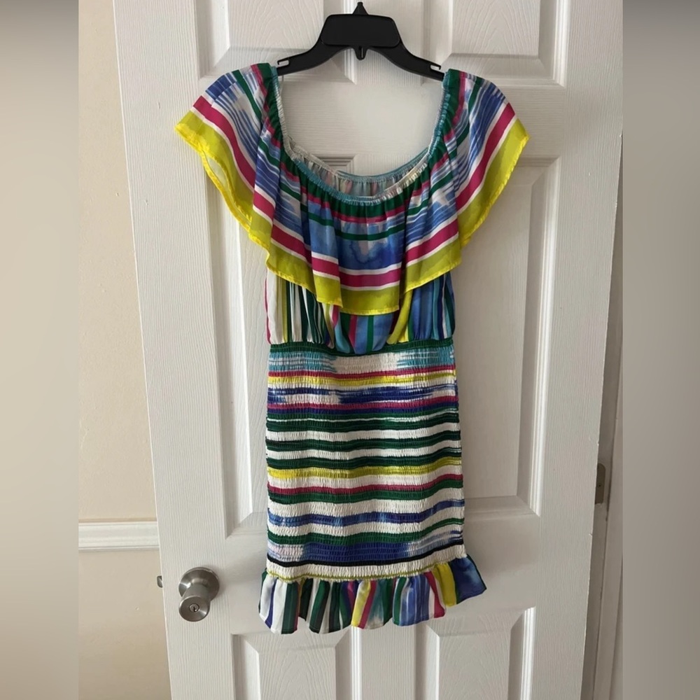 HER BOTTARI MULTICOLORE RUFFLE MINI DRESS